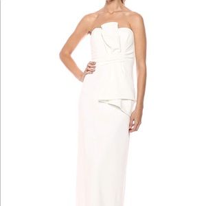Adrianna Papell white strapless bow gown